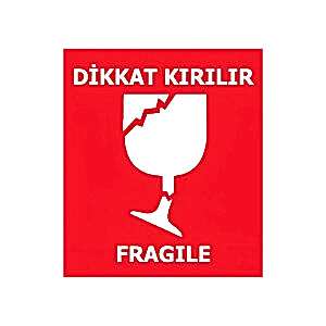 Dikkat Kırılır Etiketi (7x8cm) - 100'lü Rulo | Kargonuzun Sigortası - KoliciAbla
