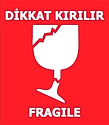 Dikkat Kırılır Etiketi (7x8 cm) - 500'lü Rulo - KoliciAbla