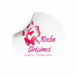 'Kadın Girişimci' Baskılı Teşekkür Stickerı - Pembe Kelebekli (4x4 cm) - 48 Adet - KoliciAbla