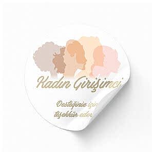 'Kadın Girişimci' Baskılı Sticker - Pastel Tonlar & Kadın Dayanışması Temalı (4x4 cm) - 48 Adet - KoliciAbla