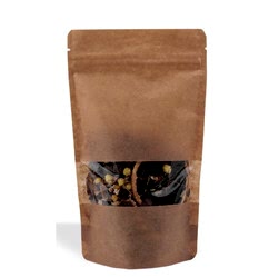 Kraft Pencereli Kilitli Doypack 16x27x4 cm - Baskılı ve Özelleştirilebilir Doğal Ambalaj - KoliciAbla
