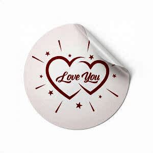 'Love You' Sticker Etiket (4x4cm) - 54 Adet | Hediye & Çiçek İçin Romantik Dokunuş - KoliciAbla