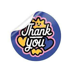 Mavi 'Thank You' Sticker (4x4 cm) - 48 Adet | Global & Şık Paketleme - KoliciAbla