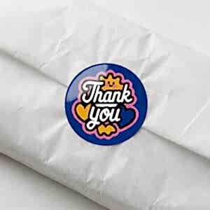Mavi 'Thank You' Sticker (4x4 cm) - 48 Adet | Global & Şık Paketleme - 7