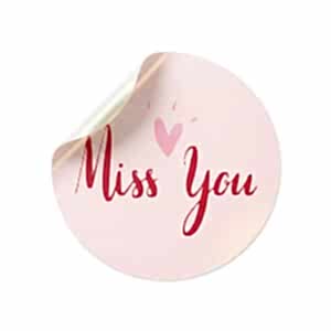 'Miss You' Baskılı Sticker Etiket (4x4cm) - 54 Adet | Mesafeleri Kısaltan Dokunuş - KoliciAbla