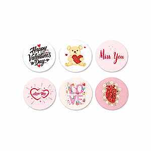 'Sevgililer Günü' Karışık Sticker Etiket (4x4cm) - 54 Adet | 6 Farklı Tasarım, Tek Paket! - KoliciAbla