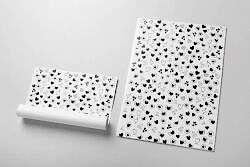 Siyah Kalp Baskılı Beyaz Pelur Kağıt (32x45 cm) - 100 Adet - KoliciAbla