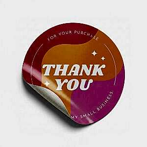 'Thank You' Sticker (4x4cm) - 48 Adet | Küçük İşletme, Büyük Teşekkür! - KoliciAbla